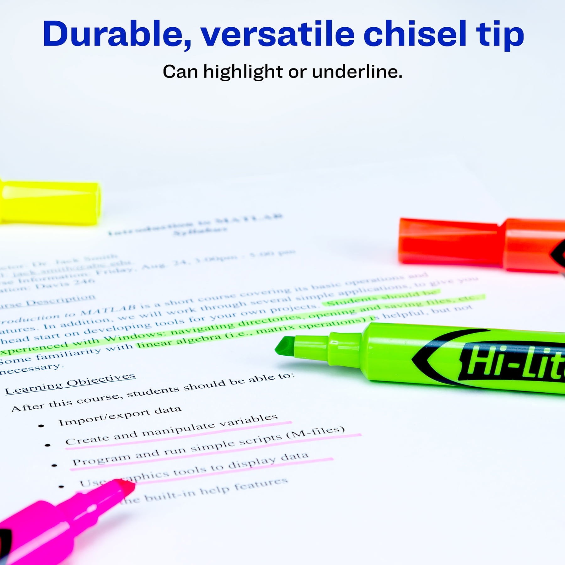 Avery Hi-Liter Desk-Style Highlighters, Assorted Colors, Smear Safe, Nontoxic, 4 Per Pack, 4 Packs