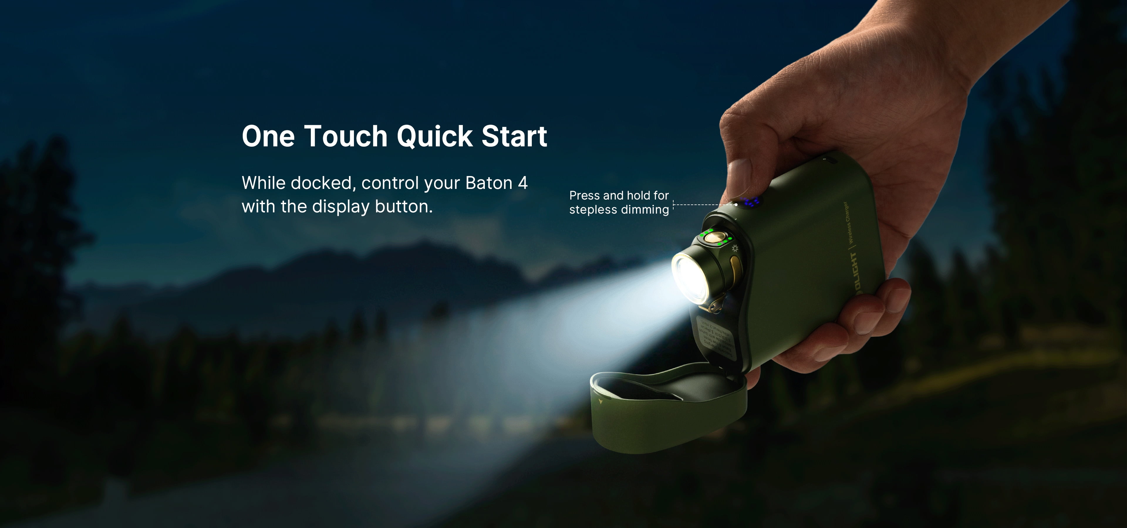 Olight Baton 4 Premium 1300 Lumen Rechargeable EDC Flashlight with Wireless Charging Case + LumentTac Organizer