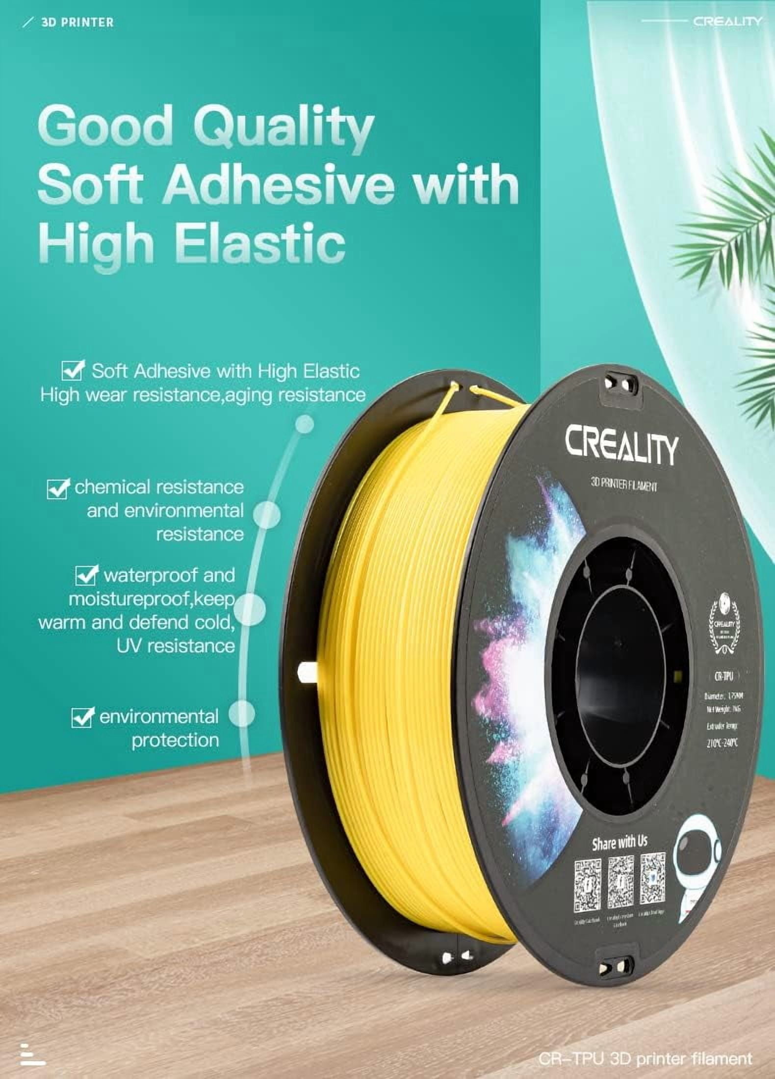 Creality 95A TPU 3D Filament  1.75mm Flexible & Durable High-Speed Printing Elastic TPU Use w FDM Printers for Soft Parts Black 4 Unit per pack