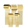 thumbnail image 1 of Juego de cubiertos dorados de acero inoxidable de 30 piezas, juego de cubiertos, cuchillos, tenedor y cuchara, apto para lavavajillas, 1 of 5
