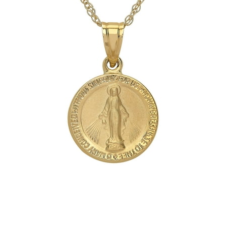 10k Gold Overlay - 10K Yellow Gold Round Miraculous Pendant, 18