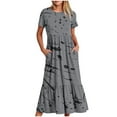 thumbnail image 1 of SDNall Robe Imprimée à Manches Courtes et Col Rond pour Femmes, 1 of 8