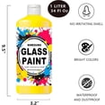 thumbnail image 2 of Yellow Glass Paint, 34 oz (1 Liter) Jumbo Bulk - Acrylic Paint for Stained Glass, Windows, Wine Glasses, Ceramics & Bottles - For Artists & Beginners (Yellow, 34 Fl Oz), 2 of 8