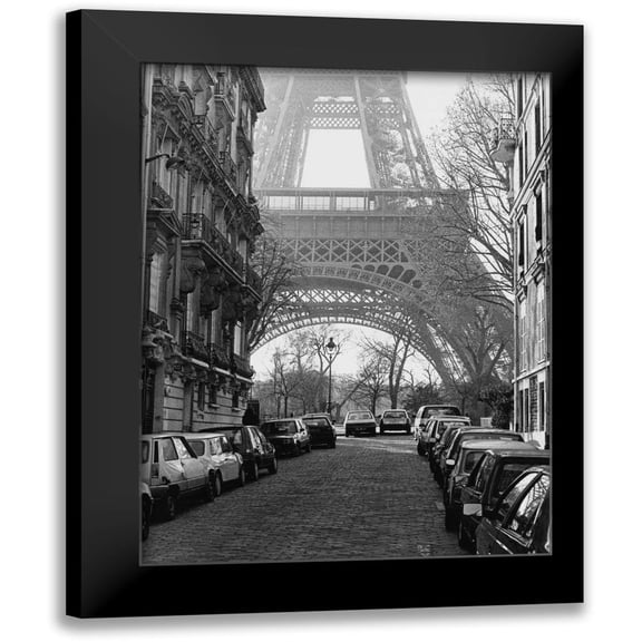 Davidson, Clay 12x14 Black Modern Framed Museum Art Print Titled - Street View of La Tour Eiffel