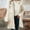 #186-White, variant on AUNVITO Women's Winter Casual Jacket Warm Flannelette Coat Suit Collar Long Sleeve Mid-Length Solid Color Outerwear for Dating Party Work