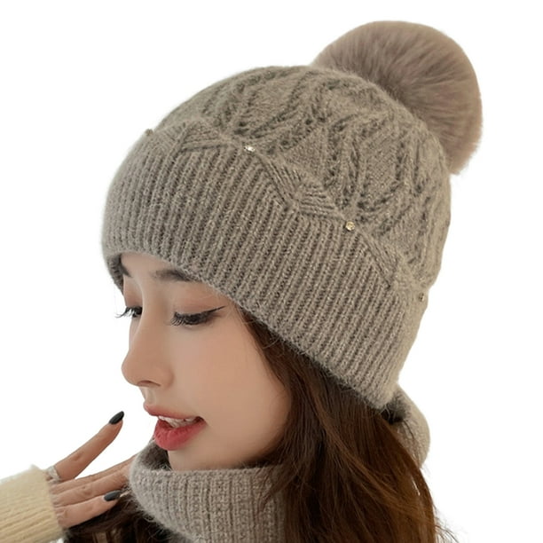 Knit hat with cheap ball on top