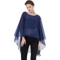 thumbnail image 2 of Poncho Cape pour Femmes en Chiffon Haut-Bas Écharpes Capes pour Robe de Soirée Mariage Fête, 2 of 4