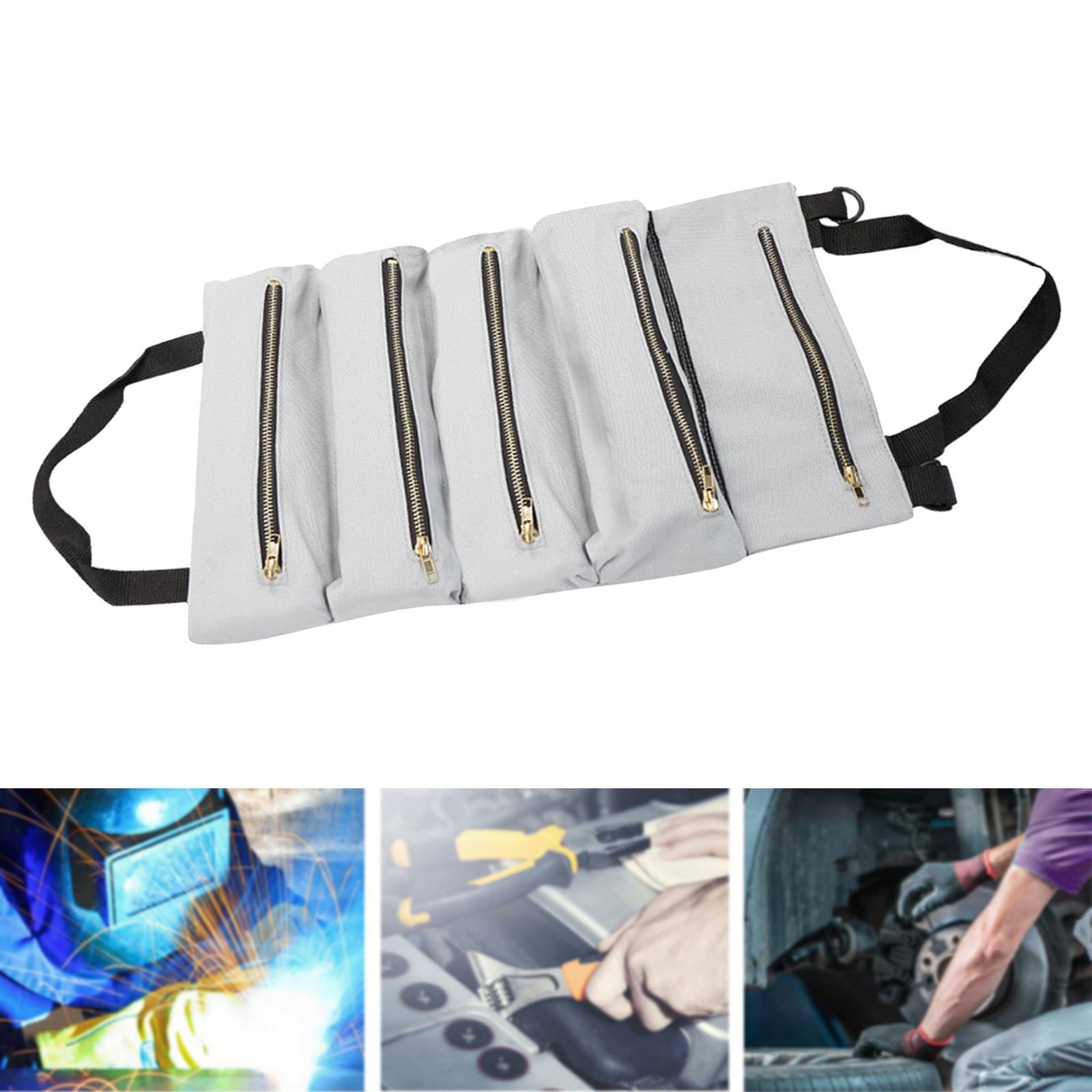 Wrench Tools Pouch Collapsible Roll up Tool Bag Small Tool Bag for Carpenter grey