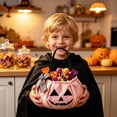 thumbnail image 4 of CUZIBR Halloween Candy Bags For Kids Trick Or Treat Bags Pumpkin Bow Halloween Baskets With Handle Plush Large Capacity Party Favors,Pink, 4 of 8