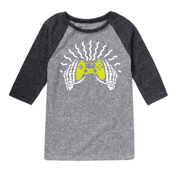 Instant Message - Skeleton Gamer Hands - Toddler & Youth Raglan Graphic T-Shirt