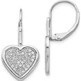 thumbnail image 1 of 14K White Gold Diamond Fancy Heart Leverback Earrings (24 X 12) Made In India em4014-050-wa, 1 of 5
