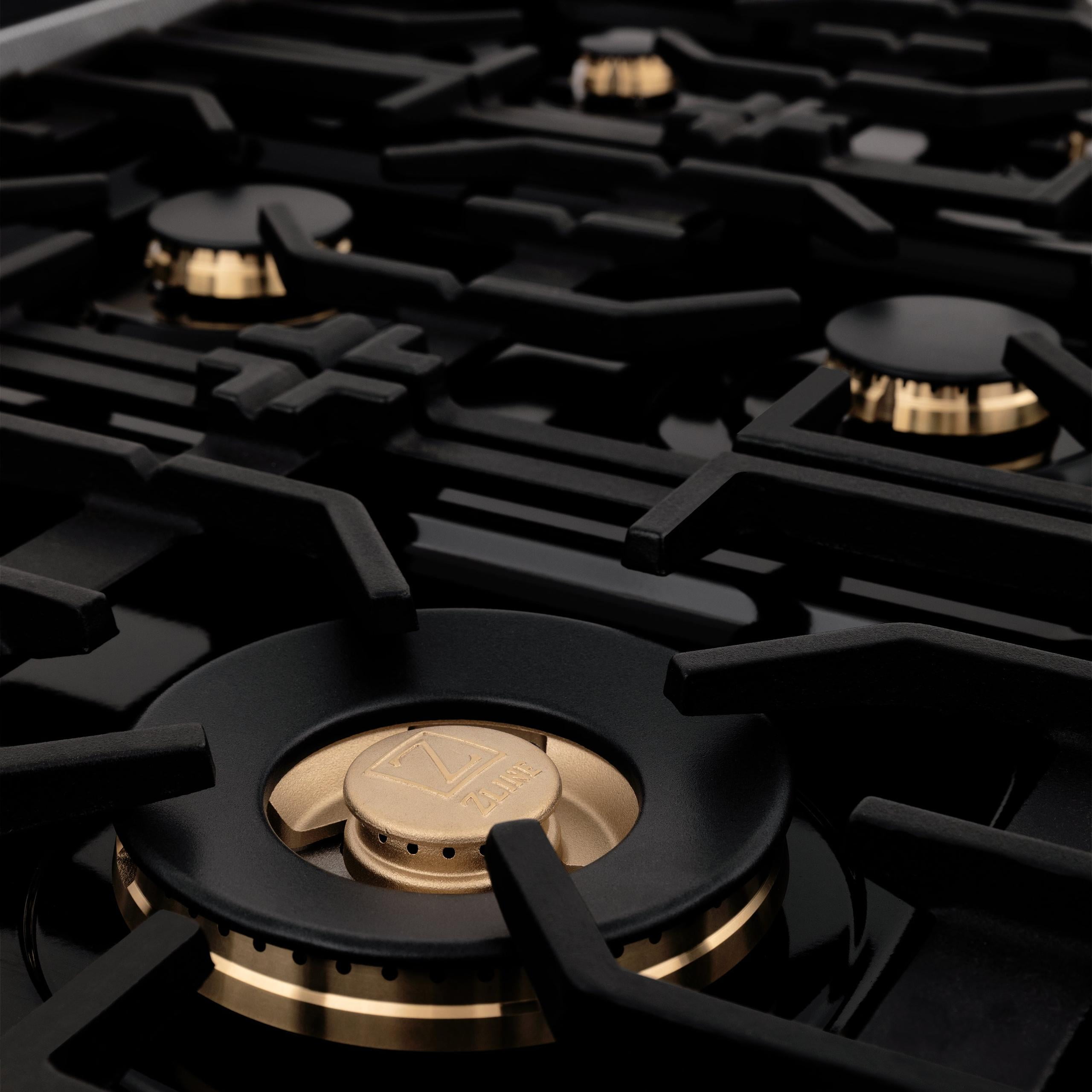 ZLINE Autograph Edition 60” 7.4 cu ft Gas Range in Stainless Steel with Gold Accents
