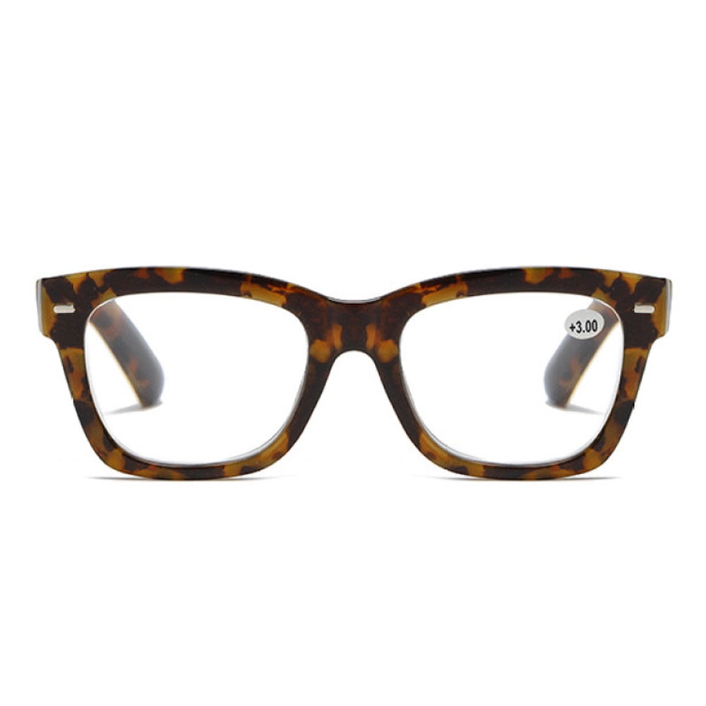 4 Pairs of Thick Oversize Square Reading Glasses for Women and Men, Blue Light Blocking Tortoiseshell Spring Hinge Readers +3.50