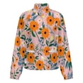 thumbnail image 5 of Jackets for Women Winter Coat Jackets Flannel Stand Collar Jacket(Pink Background Orange Floral Pattern,Size:S-4XL), 5 of 7