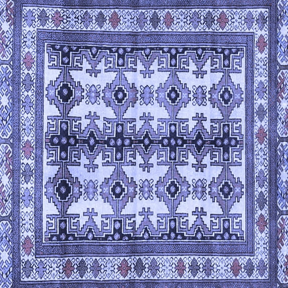 Ahgly Company Machine Washable Indoor Square Persian Blue Traditional Area Rugs, 7' Square