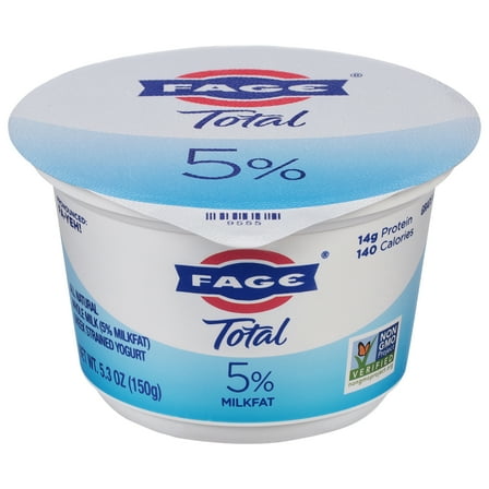 FAGE Total All Natural Whole Milk Plain Greek Strained Yogurt, 5.3 oz