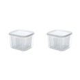 thumbnail image 2 of Matsuzay Caja de mantenimiento fresco PP Refrigerador Fruta Verdura Jengibre Ajo Drenaje Crisper con tapa Filtro de frescura cuadrado Cesta Transparente 2piezas, 2 of 6