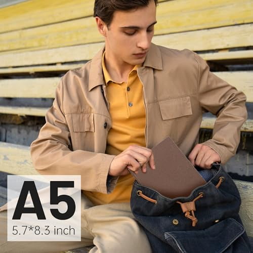 Quivanta Lined Journal Notebook for Men & Women,176 Pages A5 Medium Size, Softcover Leather Journals for Writing, College Ruled Notebook for Work & School, 100 GSM Thick Paper (5.7'' x 8.3'') (Taupe)
