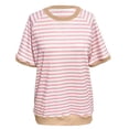 thumbnail image 5 of Luwomo T Shirts Womens Summer Striped Loose Tee Daily Wear Short Sleeve Round Neck Pullover Regular Blouses, 5 of 6