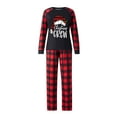 thumbnail image 2 of Franhais Christmas Family Pajamas Sets, Long-Sleeved Letter Print Round Neck Tops + Plaid Pattern Trousers Sleepwear Outfits, 2 of 8