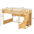 thumbnail image 2 of Harper & Bright Designs Queen Size Wooden Loft Bed with Staircase and Wardrobe, High Bunk Bed with Under-Bed Space and Convenient Storage Open Shelves for Boys Girls Bedroom, Natural, 2 of 15