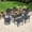 Blue (Swivel chair+Dining chair), variant on Hzzkey 7-Piece Cast Aluminum Patio Dining Set with Swivel Chairs & Brown Cushions, for Deck, Garden, Backyard