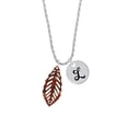 thumbnail image 2 of Delight Jewelry Acrylic Medium Leaf Pearly Brown Silvertone Script Initial Disc - L - Charm Necklace, 20"+3", 2 of 4