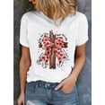 thumbnail image 1 of Valentine's Day Bow Graphic Print T-Shirt, Short Sleeve Crew Neck Casual Top For Summer & Spring, Women's Clothing Tee For Adult, Men, Women, Teen, Teenager, Adolescent, Youth, 1 of 6