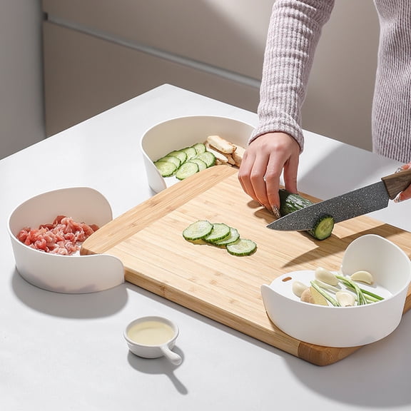 Food Prep Bowls For Cutting Board Convenient Kitchen Preparation Tray Dish Plate Slide Under Chopping Board Storage Container