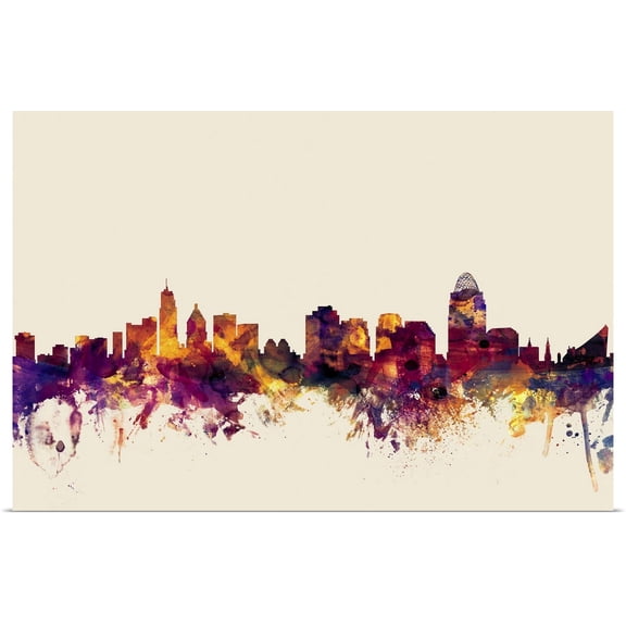 Great BIG Canvas | "Cincinnati Ohio Skyline" Art Print - 30x20