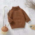 thumbnail image 2 of Glisme Knit Sweater For Girls Baby Knit Cable Turtleneck Soft Thermal Toddler High Children'S Sweaters Leisure Top Clothes Coffee , 0-3 Months, 2 of 9