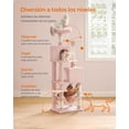 thumbnail image 4 of FEANDREA Árbol para Gatos de 155 cm de Altura, 49 x 40 x 155 cm, Rascador para Gatos con 5 Postes, Felpa Multicapa, Rosa Jalea, 4 of 5