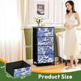 thumbnail image 2 of 4 Drawer Vertical Storage Dresser Decorative blue flowers Ethnic Oriental with Wood Top Fabric Pull Drawers, 2 of 8
