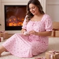 thumbnail image 2 of Agnes Orinda Women's Plus Size Nightgowns Sleepshirts Ruffle Trim Comfy Nightdress 4X Pink, 2 of 7
