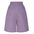 thumbnail image 4 of Bloomae Women's Bermuda Shorts Lightweight Casual Summer Drawstring Stretch Shorts High Waisted Comfy Beach Vacation Short Pants with Pockets Purple XXL, 4 of 7