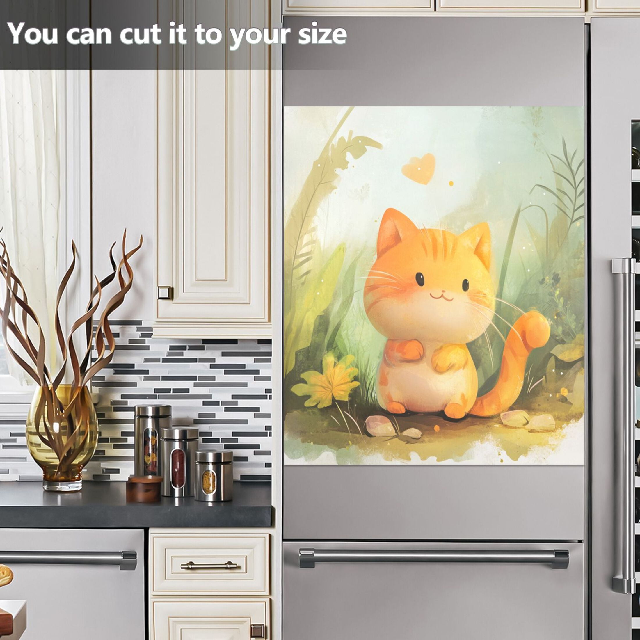 Dishwasher Magnetic Sticker 23x26 Inch Refrigerator Magnetic Sticker Washing Machine Magnetic Sticker Kitchen Panel Magnetic Sticker Home Decor Super Cool Orange Cat