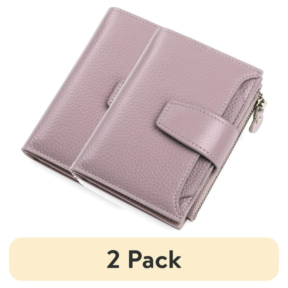 (2 pack) FALAN MULE Small Wallet for Women Genuine Leather Bifold Purse RFID Blocking Card Holder