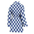 thumbnail image 2 of Blue And White Checkered Pattern Women Bathrobe One Size Univeral Fits, Checkered Caro Plaid Tartan Fashion Lightweight Plush Fleece Long Robe For Women, 2 of 3