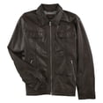thumbnail image 1 of Tasso Elba Mens Leather Motorcycle Jacket, Brown, XX-Large, 1 of 4