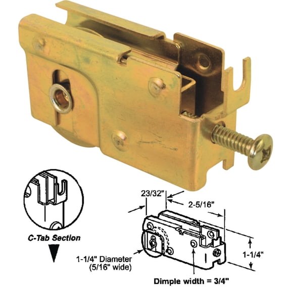1-1/4 in. Steel, C-Tab Ball Bearing Roller Assembly