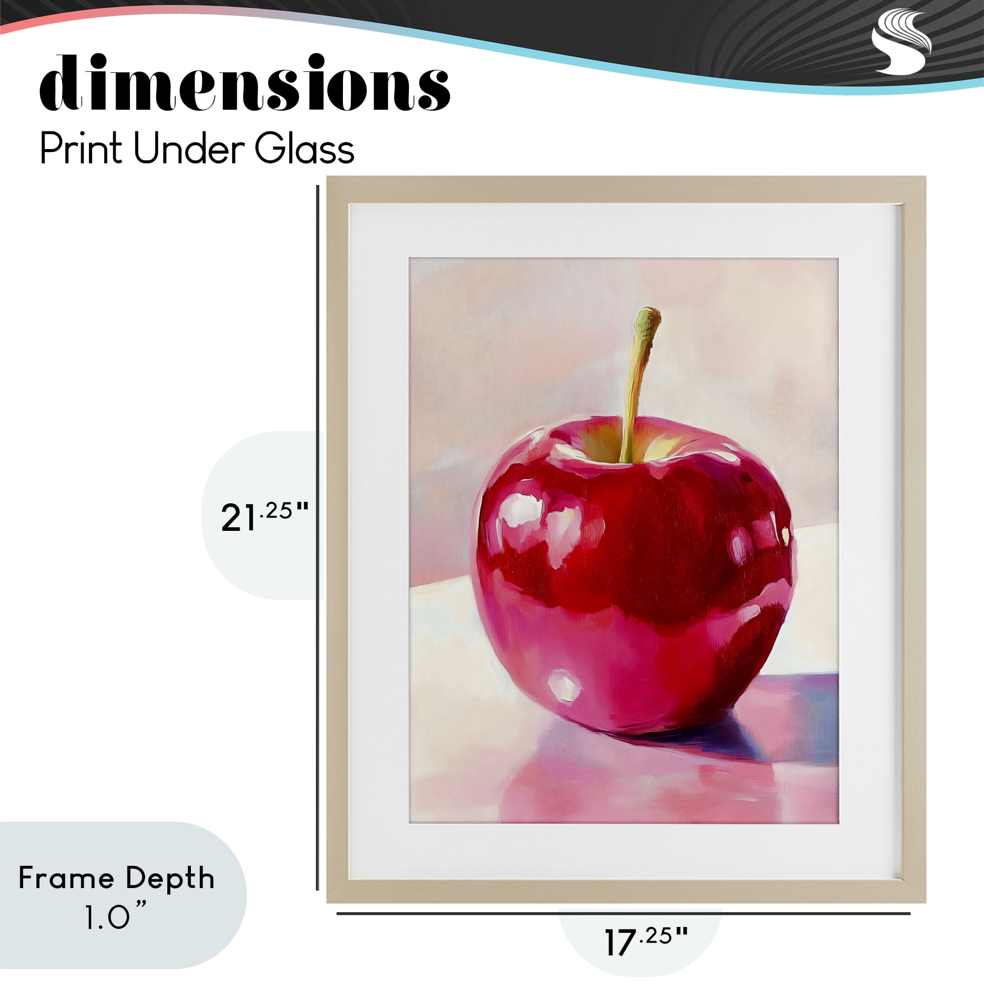 Stupell Industries Shiny Red Apple Reflection Birch Framed Print Under Glass, design by The Prints Vibe
