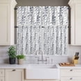 thumbnail image 4 of 3 Piece Kitchen Curtains and Valances Set Dark Blue Grey Botanical Cafe Curtains 36 Inch Length Spring Floral Summer Farmhouse Valance & Tier Curtain for Living Room Bedroom Window 54"x18"+27"x36"*2, 4 of 6