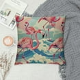 thumbnail image 2 of PHYHOO Flamingo Throw Pillow Covers Decorative Pink Bird Pillowcases Tropical Bird Cushion Cover Wildlife Animal Flamingos With Green Ripple Throw Pillows For Home Sofa Couch Summer Holiday Decor, 2 of 5