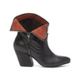 thumbnail image 2 of Kelsi Dagger Ingrid Black Leather Folded Lining Block Heel Western Ankle Bootie (BLACK, 5.5), 2 of 5