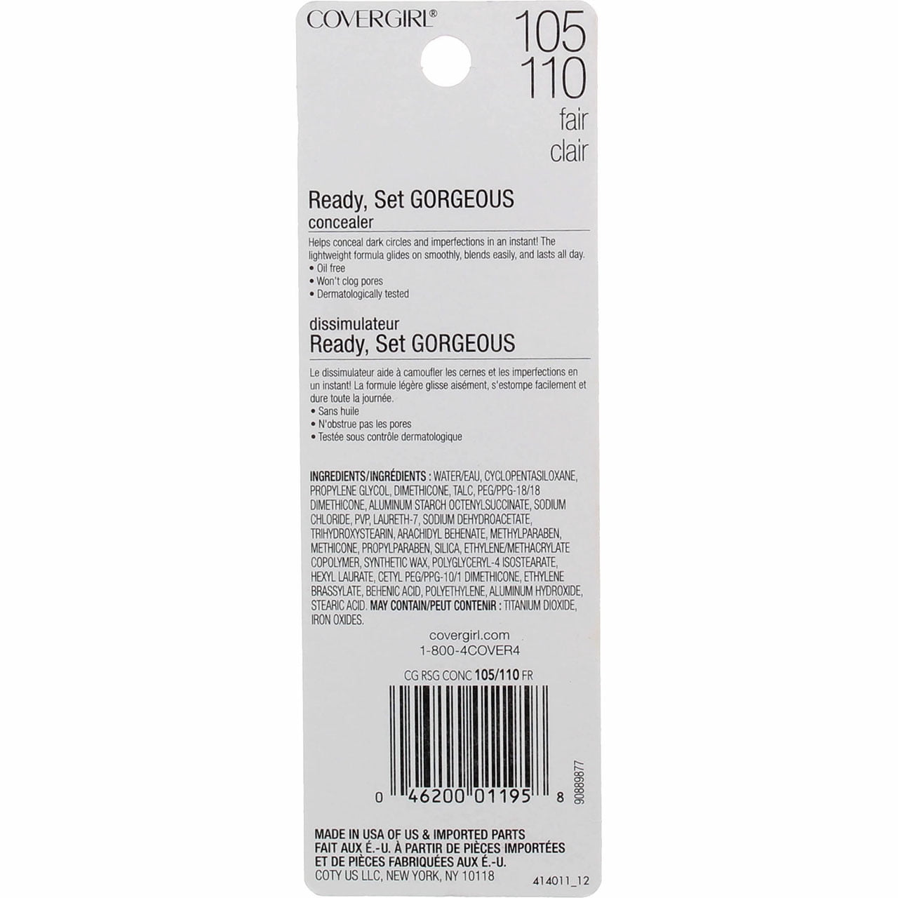 CoverGirl Clean Matte Concealer, [105-110], Fair 0.37 oz (Packaging May Vary) (Pack of 3)