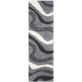 thumbnail image 2 of SAFAVIEH Art Adamina Geometric Waves Shag Runner Rug, Grey/Ivory, 2'3" x 7', 2 of 5