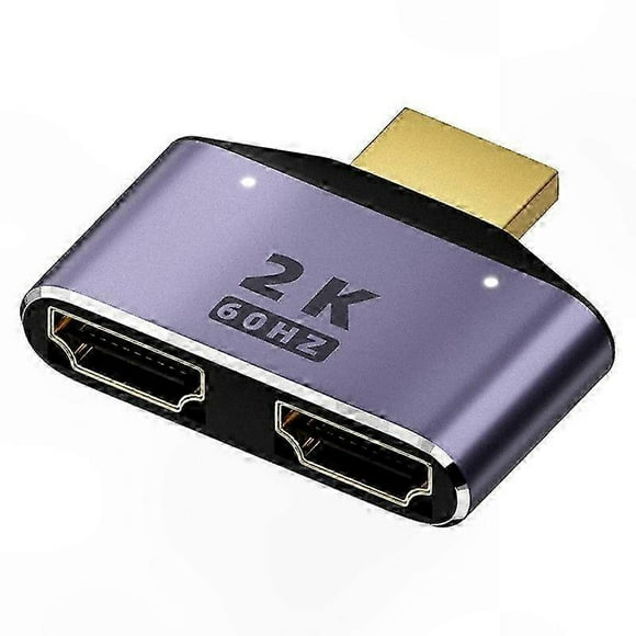 2K HDMI Splitter Adapter for Dual Monitors - 1 In 2 Out Bidirectional Port Selector, HD Display Switcher @60Hz