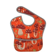 Bingfone Mess-Proof Baby Bib - Waterproof Bib For Baby Boy Or Girl With Food Catcher Pocket, Unisex-Mushroom