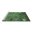 thumbnail image 2 of Ahgly Company Machine Washable Indoor Square Abstract Turquoise Blue Modern Area Rugs, 8' Square, 2 of 4