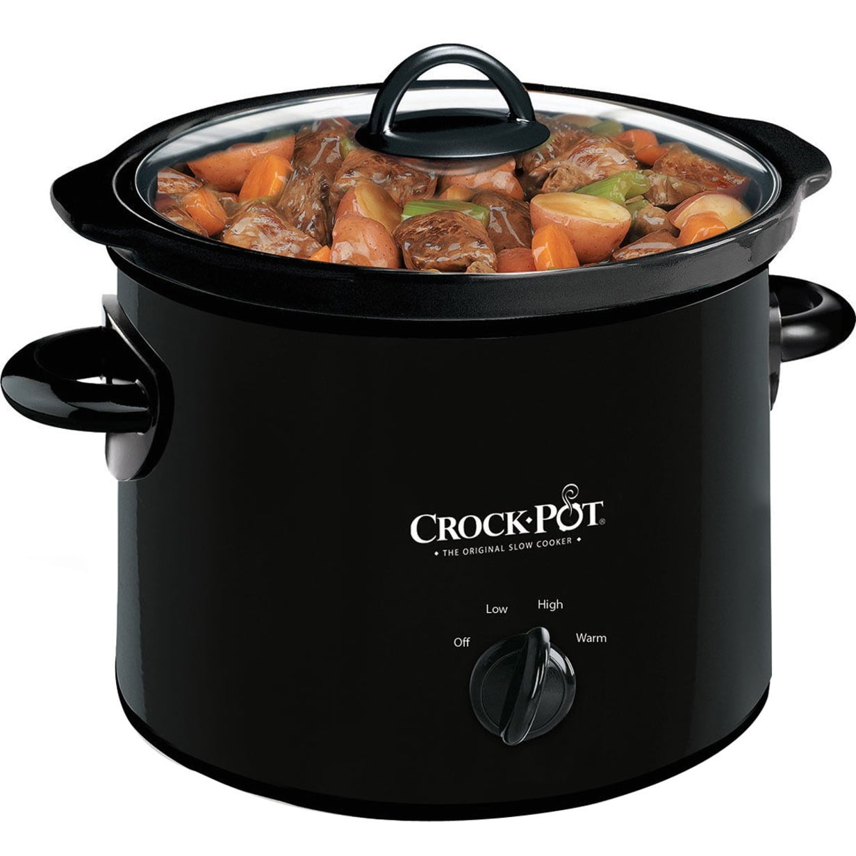 Crock-Pot Small 3 Quart Round Manual Slow Cooker, Stainless Steel and Black  (SCR300-SS)